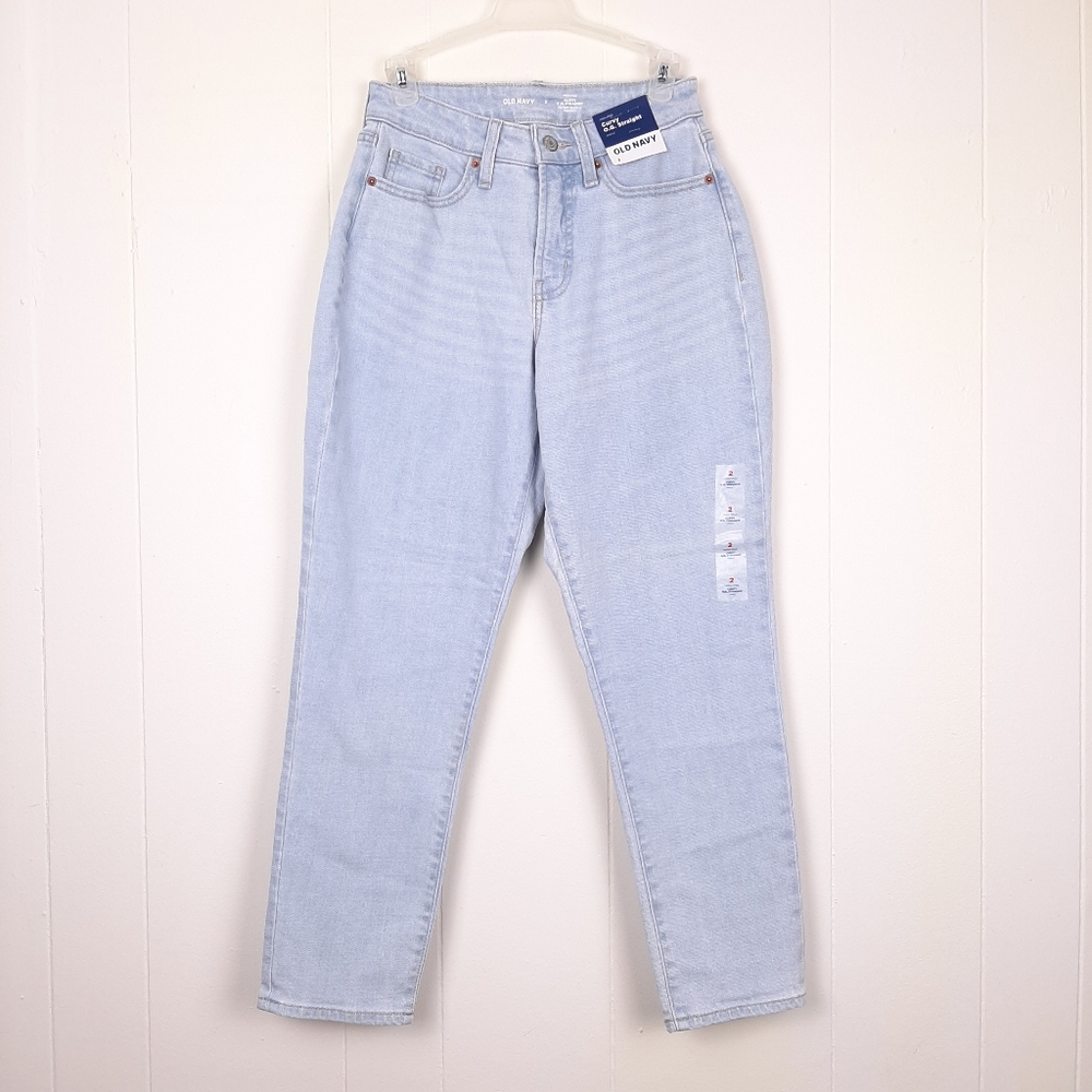 Old Navy Curvy OG Straight High Rise Ankle Jeans light wash Secret Smooth Pocket